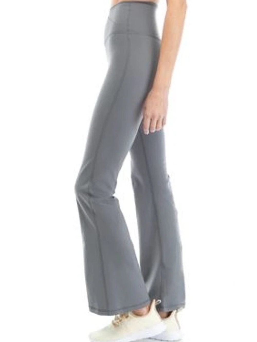 4/$20 Yogalicious Lux Willow Crossover Flare Yoga Pants Gray XS - Picture 2 of 4